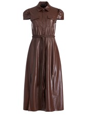 alice + olivia MIRANDA VEGAN LEATHER MIDI DRESS