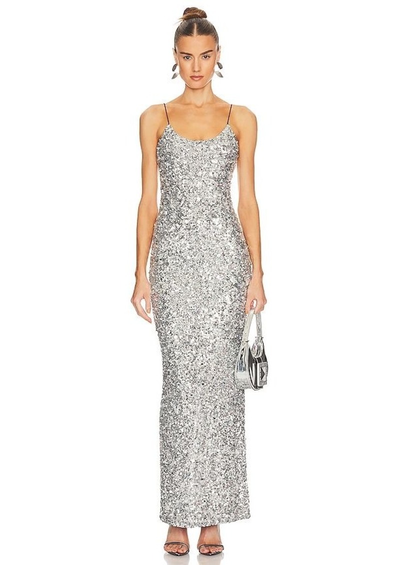 Alice + Olivia Nelle Embellished Fitted Maxi Dress