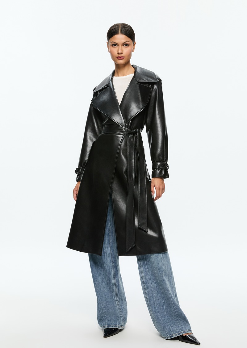 alice + olivia NEVADA VEGAN LEATHER TRENCH COAT