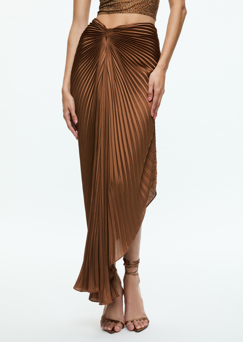 alice + olivia ODELIA ASYMMETRICAL PLEATED MAXI SKIRT