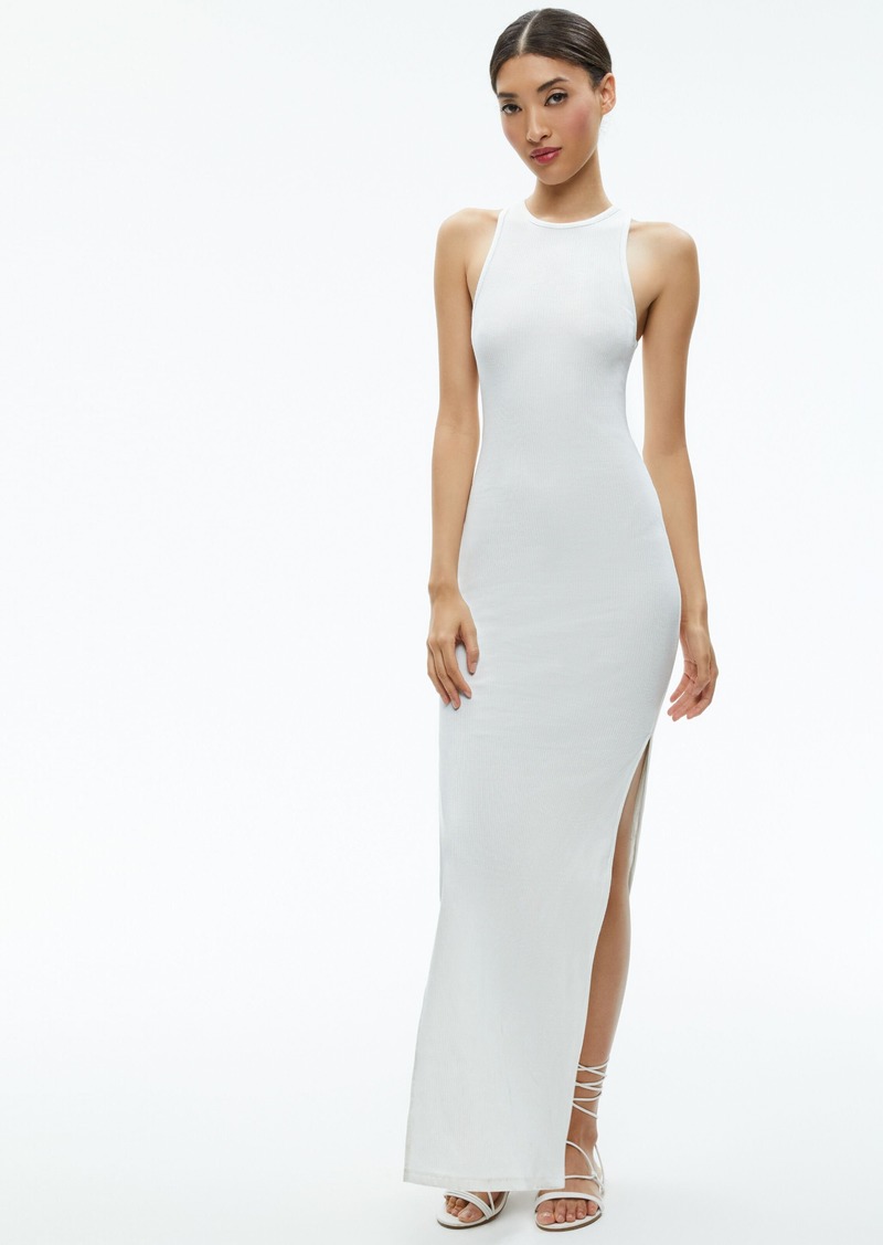 alice + olivia PANIA RACERBACK RIBBED SIDE SLIT MAXI DRESS