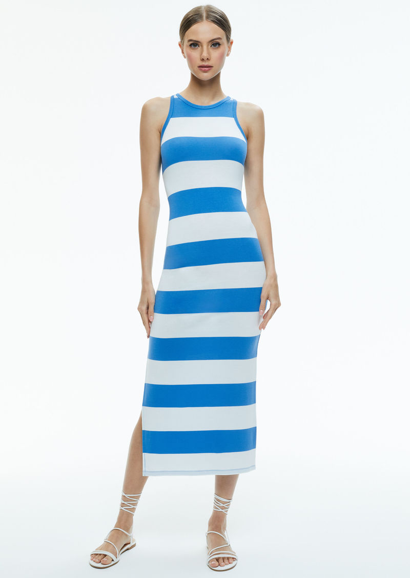 alice + olivia PANIA RCRBCK SDESLT MIDI DRESS