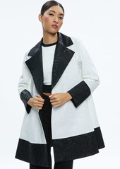 alice + olivia PAOLA SWING COAT WITH BORDER DETAIL