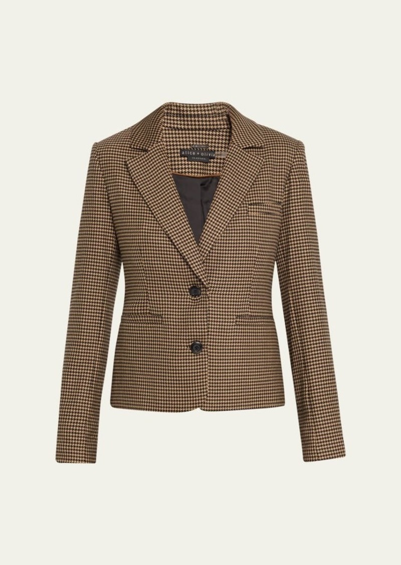 Alice + Olivia Persol Mini Houndstooth Notch Collar Blazer