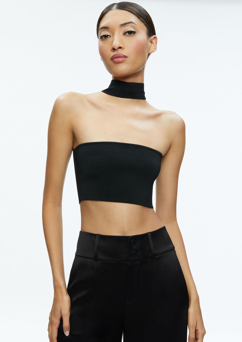 alice + olivia RAYA MOCK NECK RACERBACK CROPPED PULLOVER