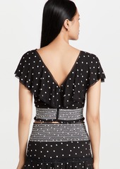 alice + olivia Reese Ruffle Trim Crop Top