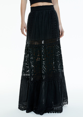 alice + olivia REISE EMBROIDERED TIERED MAXI SKIRT