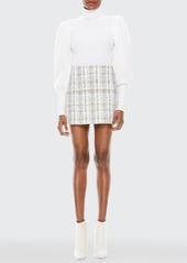 Alice + Olivia Riley Clean Waist Tweed Mini A-Line Skirt