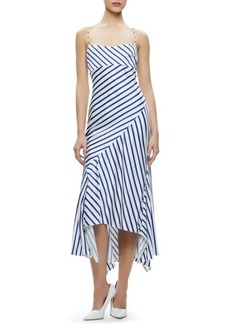 Alice + Olivia Rosa Directional Stripe Asymmetric Midi Dress