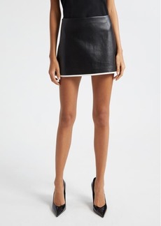 Alice + Olivia Rubi Contrast Stripe Faux Leather Miniskirt
