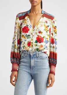 Alice + Olivia Serena Floral Button Front Blouse