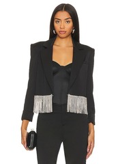 Alice + Olivia Shan Cropped Fringe Blazer