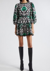 Alice + Olivia Shayla Pleated Long Sleeve Tiered Dress