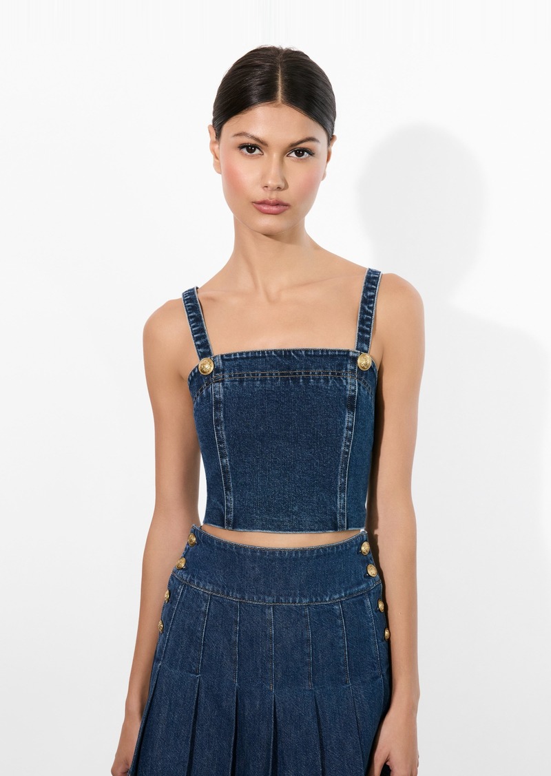 alice + olivia SUE DENIM BUSTIER