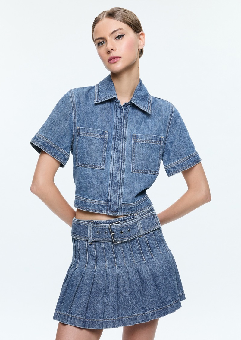 alice + olivia TESHA DENIM TOP