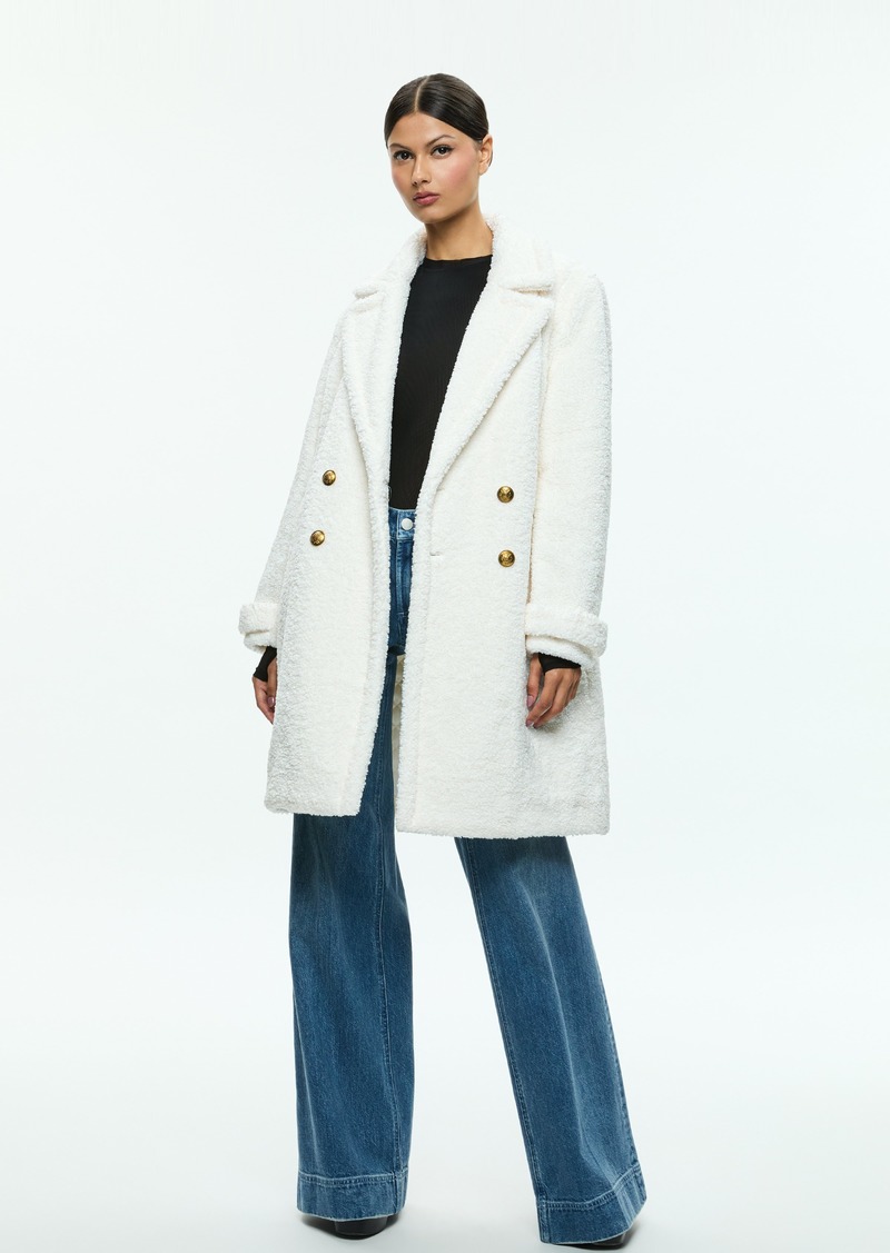 alice + olivia TOWNES DOUBLE BREASTED TEDDY PEACOAT