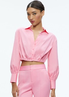 alice + olivia TRUDY CROPPED BUTTON DOWN
