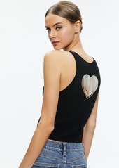 alice + olivia VAL CRYSTAL FRINGE CUTOUT TANK