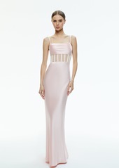 alice + olivia VALENTINA DRAPED CORSET MAXI DRESS