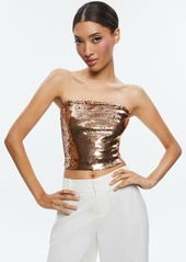 alice + olivia VIVI SEQUIN CROPPED TOP