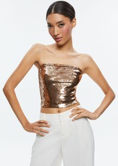 alice + olivia VIVI SEQUIN CROPPED TOP