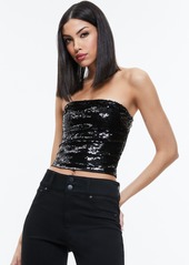 alice + olivia VIVI SEQUIN CROPPED TOP