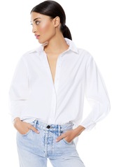 alice + olivia WES PLEATED SLEEVE BUTTON DOWN