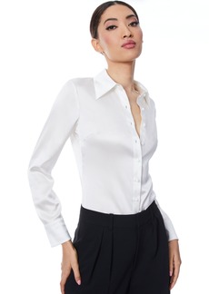 alice + olivia WILLA FITTED PLACKET TOP