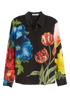 Alice + Olivia Willa Floral Silk Button-Up Shirt