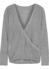 Alice + Olivia Woman Bedelle Wrap-effect Knitted Sweater Gray