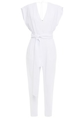 Alice + Olivia Woman Belted Crepe Jumpsuit White