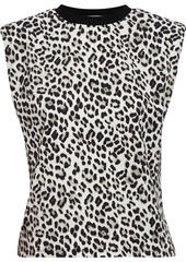Alice + Olivia Woman Braxton Leopard-print Cotton-jersey Top Animal Print