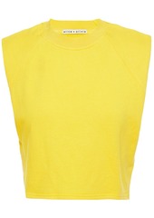 Alice + Olivia Alice Olivia - Cropped French cotton-terry top - Yellow - S