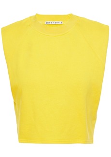 Alice + Olivia Woman Cropped French Cotton-terry Top Yellow