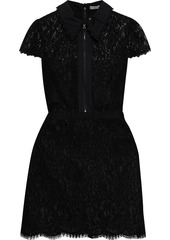 Alice + Olivia Woman Ellis Poplin-trimmed Corded Lace Mini Dress Black