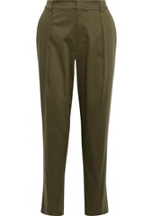 Alice + Olivia Woman Grady Cropped Stretch-cotton Sateen Tapered Pants Army Green