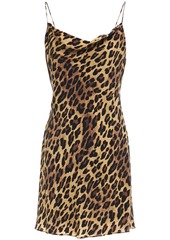 Alice + Olivia Woman Harmony Draped Leopard-print Cupro Mini Dress Animal Print