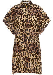 Alice + Olivia Woman Jude Leopard-print Cupro Mini Shirt Dress Animal Print