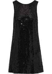 Alice + Olivia Woman Kamryn Draped Sequined Georgette Mini Dress Black