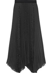 Alice + Olivia Woman Katz Asymmetric Pleated Polka-dot Georgette Maxi Skirt Black