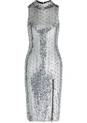 Alice + Olivia Woman Malika Zip-detailed Embellished Tulle Dress Silver