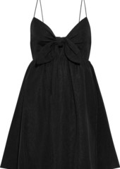 Alice + Olivia Woman Melvina Bow-embellished Cotton-blend Moire Mini Dress Black