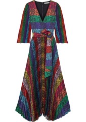 Alice + Olivia Woman Meryl Pleated Snake-print Color-block Satin Maxi Dress Multicolor