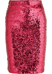 Alice + Olivia Woman Ramos Sequined Stretch-tulle Pencil Skirt Fuchsia
