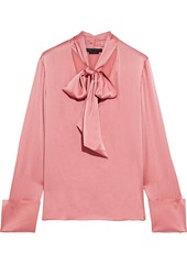 Alice + Olivia Woman Rosina Pussy-bow Stretch-silk Satin Blouse Antique Rose