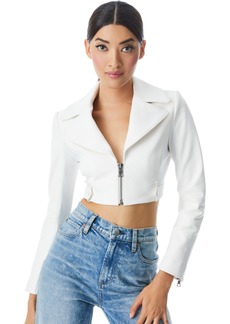 alice + olivia YARDLEY VEGAN LEATHER CROPPED JACKET