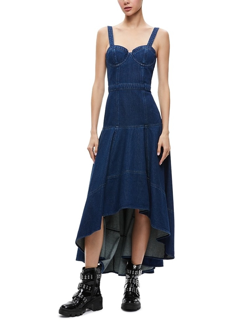 Alice + Olivia Alice and Olivia Donella Denim Bustier High/Low Dress
