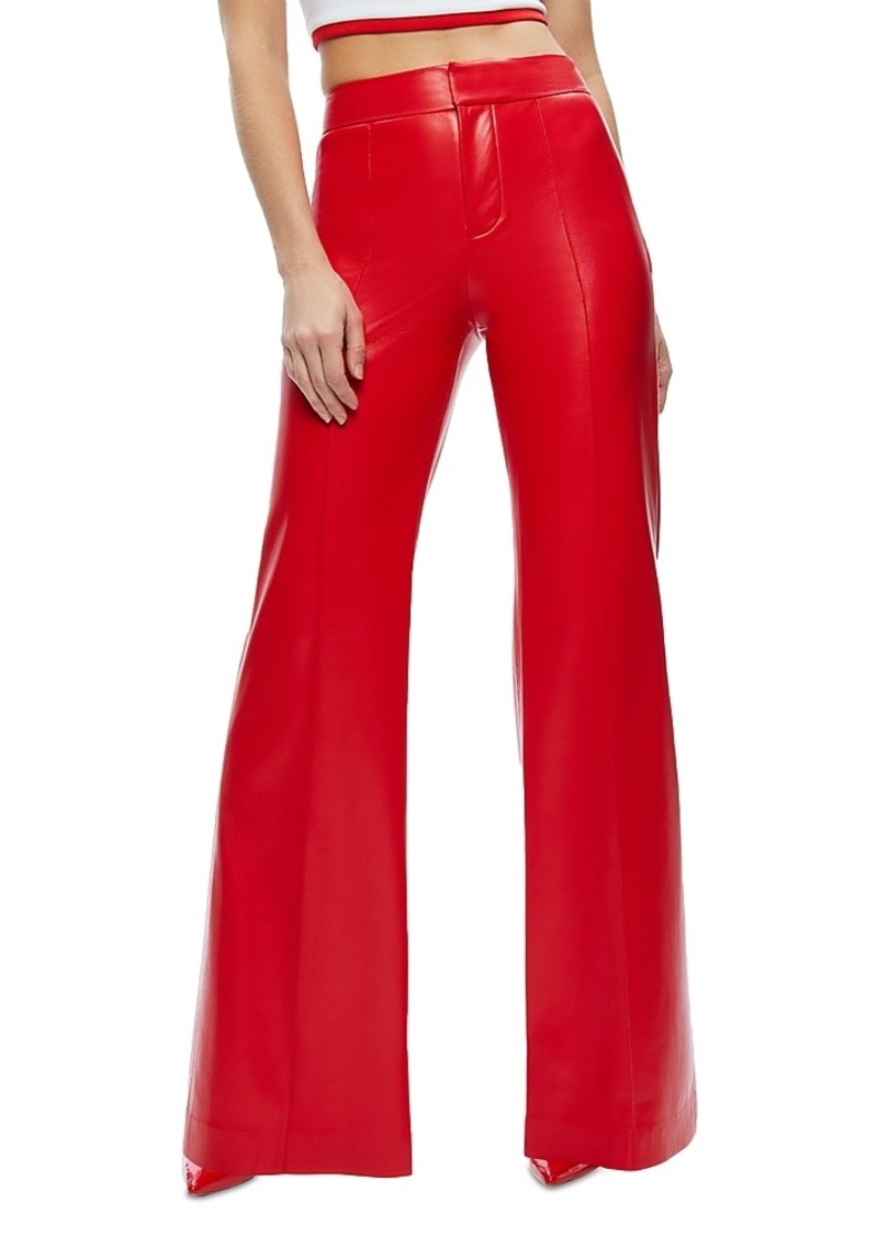 Alice + Olivia Alice and Olivia Dylan High Waist Wide Leg Pants in Bright Ruby Faux Leather