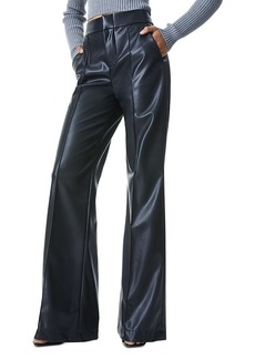 Alice + Olivia Alice and Olivia Dylan High Waist Wide Leg Pants in Black Vegan Leather