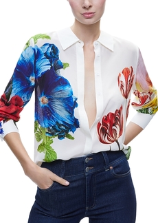 Alice + Olivia Alice and Olivia Willa Floral Concealed Button Blouse